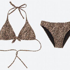 Colloyes Leopard Print Halter Bikini Set – Size S, Trendy Two-Piece Swimwear